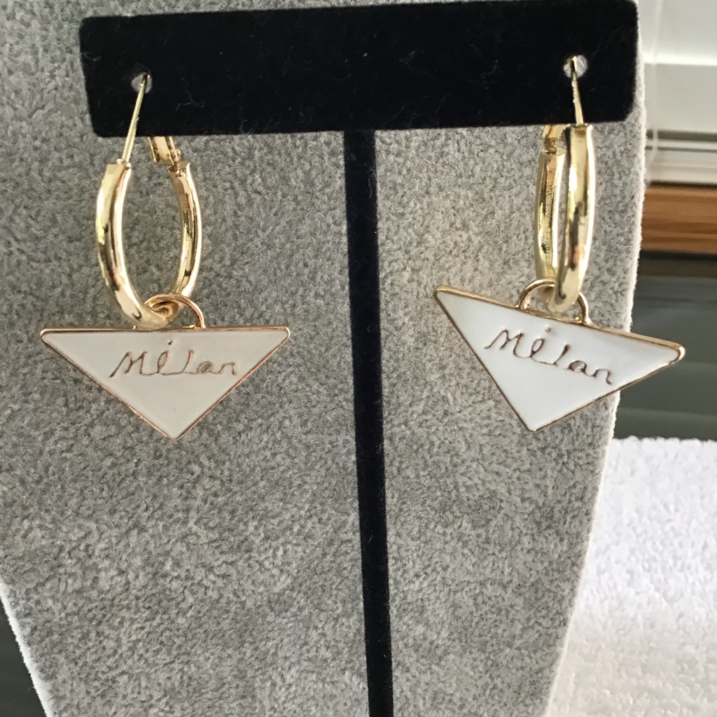 Milano Gold And White Triangle Earrings